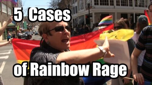5 Ugly cases of Rainbow Rage -- http://www.tfpstudentaction.org/

Have you ever seen pro-homosexual advocates just lose it? Cry, stomp their feet, throw things, blast you with insults, and then call you judgmental?  Well, here are 5 examples of what happened to TFP volunteers while on tour for traditional marriage throughout Pennsylvania, Indiana and Ohio in April, 2014. 

On our short trip we met with many counter protesters who in the name of tolerance came out and tried their hardest to stop what we were doing. If you have friends who still tell you that pro-homosexual advocates are "tolerant," send them a link to this video. It will change their opinion.