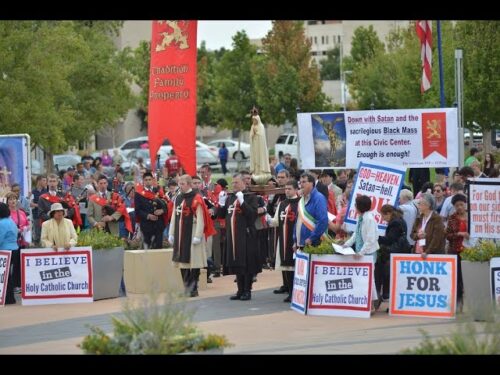 TFP prayer rally of reparation against the satanic Black Mass at the Oklahoma Civic Center on September 21, 2014.