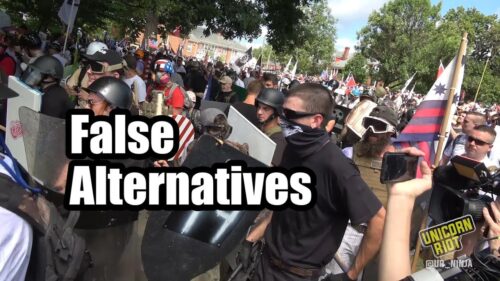 For further reading on our views of what happened in Charlottesville:
http://www.crisismagazine.com/2017/charlottesville-clash-false-alternatives

http://www.returntoorder.org/2017/08/growing-tyranny-culture-killers/

Creative Commons Attributions for Pictures Used:
Picture 1:
"Anti-Fascist"
by Johnny Silvercloud
CC BY-SA 2.0
Feathered crop
https://www.flickr.com/photos/johnnysilvercloud/32420605486/in/photostream/

Picture 2:
"Richard Spencer"
by V@s
CC BY-SA 2.0
https://www.flickr.com/photos/vas/30910084580/